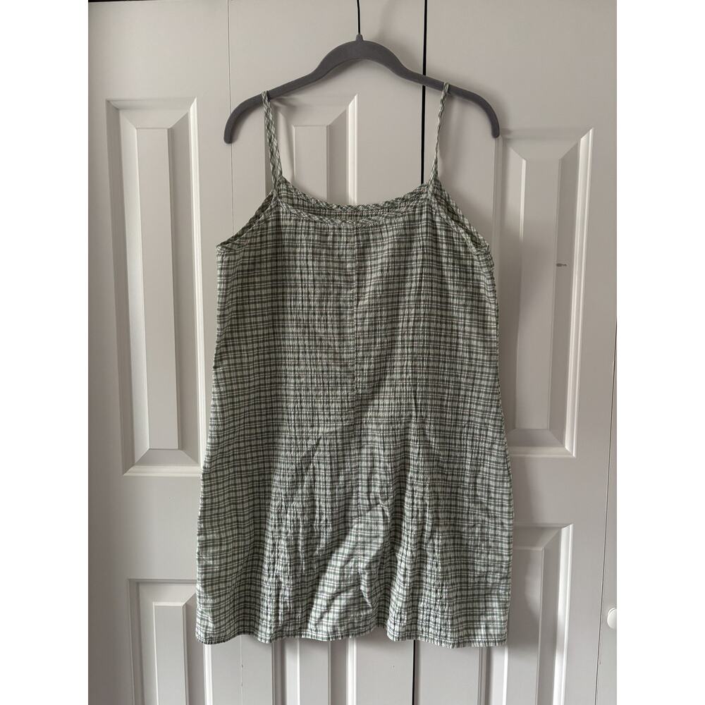 Green Plaid Smocked Cami Dress with Spaghetti Straps - Picture 6 of 6